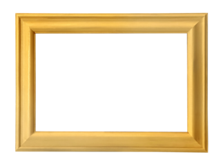 Golden wood picture frame with empty space