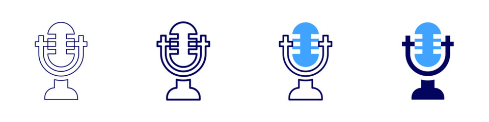 Obraz premium Football podcast icon in 4 different styles. Thin Line, Line, Bold Line, Duotone. Duotone style. Editable stroke