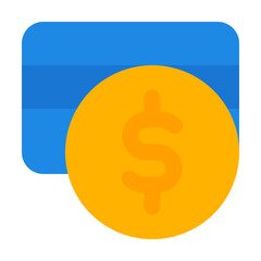 Coin Credit Card Flat Icon Vector, Colorful Business and Finance Design for Modern Presentation