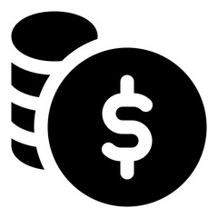 Coins Glyph Icon Vector, Solid Design for Business and Finance Concept
