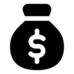 Money Bag Glyph Icon Vector, Solid Design for Business and Finance Concept