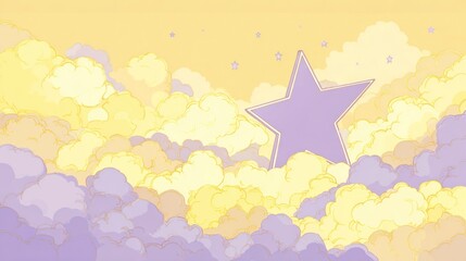 Pastel clouds and a star