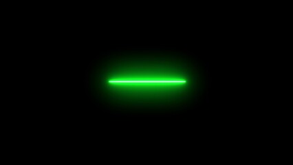 Single Thin Green Neon Line Glowing on Black Background abstract bright
