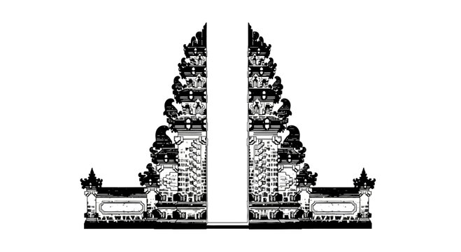 Traditional Balinese Gate Graphic Illustration, representing culture and architecture for design