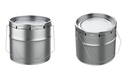 Tin Can with Metallic Handle Mockup isolated on white Background. 3d illustration