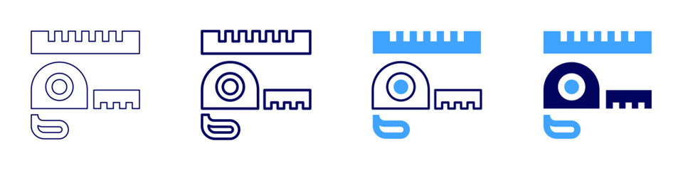 Measure distance icon in 4 different styles. Thin Line, Line, Bold Line, Duotone. Duotone style. Editable stroke