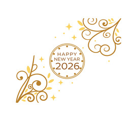 Elegant Happy New Year 2026 Luxurious Gold Greeting Card   