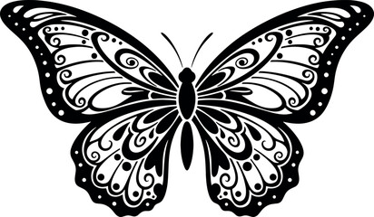 Swirling Ornate Butterfly Silhouette