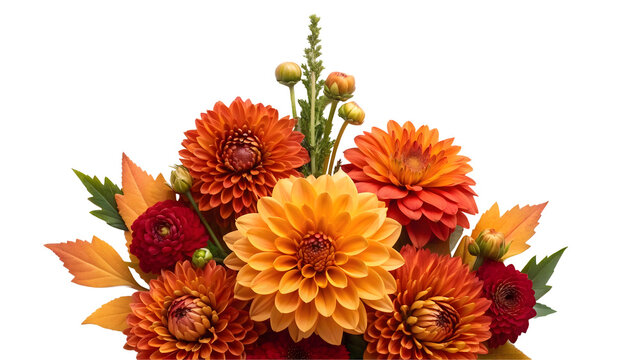 A beautiful arrangement of orange and red flowers captures the essence of autumn - Powered by Adobe