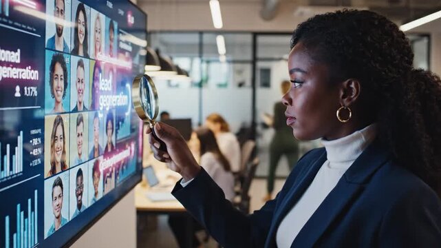 51_Businessman holding magnifying glass targeting specific audience or customer group representing marketing strategy customer segmentation lead generation recruitment process and business 35297028 1