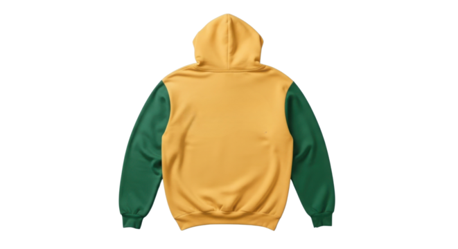 Casual mustard and green hooded sweatshirt isolated for apparel design mockup template isolated PNG with Transparent Background