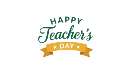 HAPPY Teacher's DAY Typographic Design for Greeting Cards, Education Events, and Celebrations isolated PNG with Transparent Background