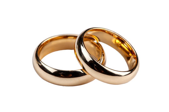 Two gold wedding bands overlapping