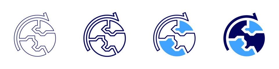 Global pandemic icon in 4 different styles. Thin Line, Line, Bold Line, Duotone. Duotone style. Editable stroke
