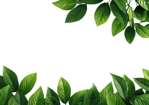 Lush green leaves frame a black background (2)