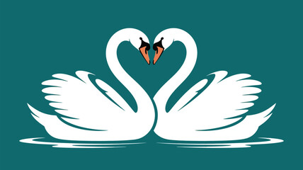 Fototapeta premium Graceful swans create a heart shape, a beautiful symbol of love and devotion, ideal for wedding invitations or romantic greeting cards