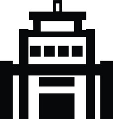 Abstract Modern Building Silhouette Icon with Geometric Design Representing Corporate Offices and Business Architecture