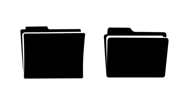 Two black closed file folders icons simple graphic representation document storage organization