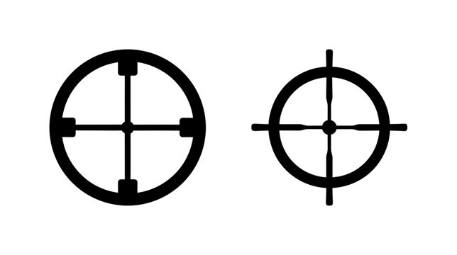 Two circular crosshair reticles targeting symbols for aiming and precision