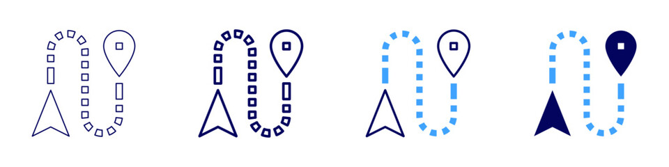 Car navigation icon in 4 different styles. Thin Line, Line, Bold Line, Duotone. Duotone style. Editable stroke