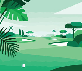 Blue tropical plant golf course