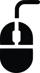 Minimalist computer mouse silhouette icon representing digital navigation, user interaction, and interface control.