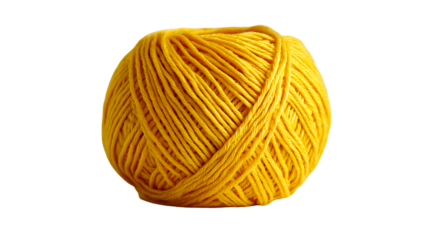 Ball of yellow yarn isolated on transparent background