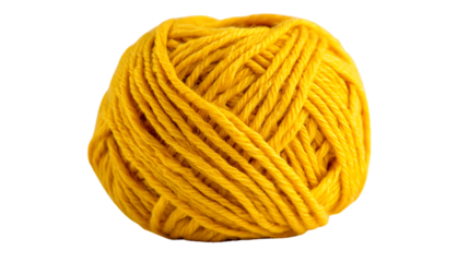 Ball of yellow yarn isolated on transparent background
