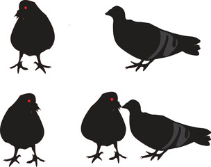 Silhouette Pigeons and Love