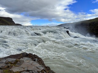 Gullfoss Waterfall, Golden Circle, Icelandic Nature Landscape