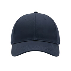Stylish navy blue baseball cap on black background creating a minimalistic feel with clean lines