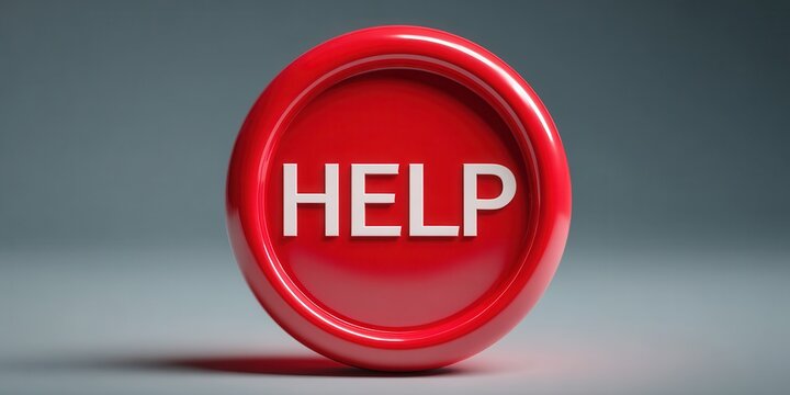 A High Resolution image of red button with the word help in white text.