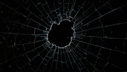 Fototapeta premium Shattered Glass Artistry Captured in Deep Darkness