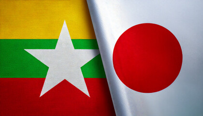 日本の国旗とミャンマーの国旗(Japan Flag & Myanmar flag.)
