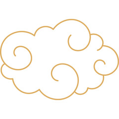 Decorative Golden Cloud Swirls Oriental Pattern Isolated On White Transparent Background