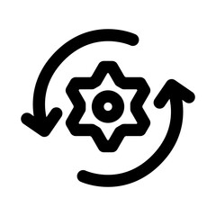 Reload, Process, Loading, Settings, Option, Configuration icon showing system update, workflow management, and adjustment concept
