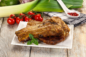 Tasty roasted pork ribs with spices