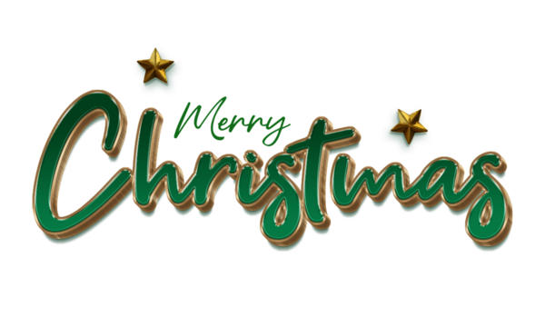 Realistic 3D Christmas text effect with green gold color combination