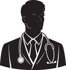 silhouette of a Doctor with stethoscope vector illustration