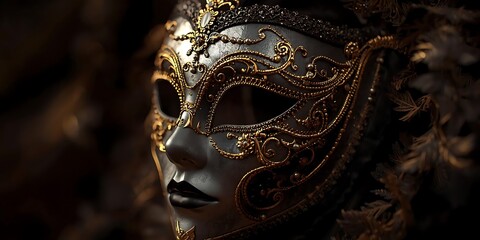 Luxurious Gold Filigree Mask Evoking Classic Venetian Style