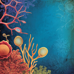 An illustration image suitable for the background of a university biology textbook cover.