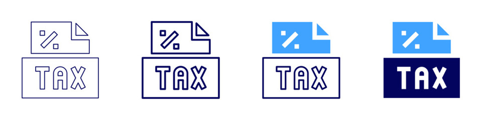 Fototapeta premium Tax reporting icon in 4 different styles. Thin Line, Line, Bold Line, Duotone. Duotone style. Editable stroke