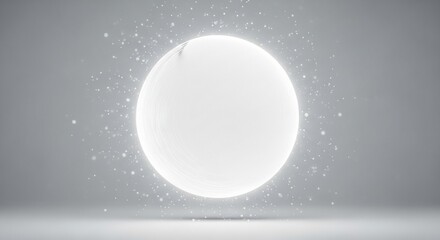 Fototapeta premium Experience pure innovation with this dazzling white sphere glowing subtly amidst sparkling particles, perfect for clean tech concepts and futuristic design projects