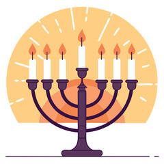 hanukkah menorah vector icon  glowing candles flat