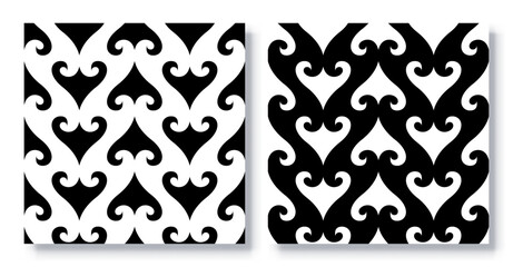 Set of Seamless Retro Abstract Curve Patterns, Vector.