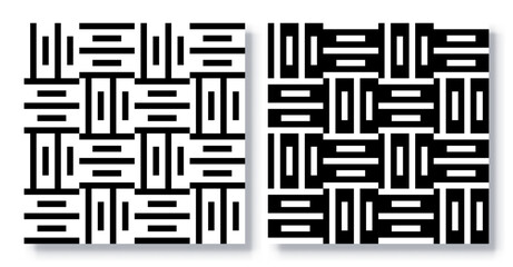 Set of Seamless Geometric Line Grid Patterns, Vector.