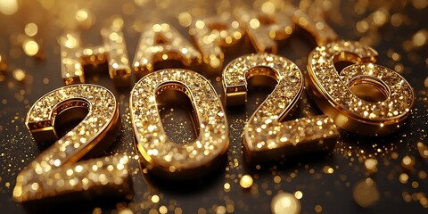 Luxurious Gold Glitter Happy 2026 Holiday Background