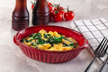 Omelette with spinach for breakfast