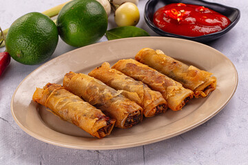 Stuffed Vietnamese Nem roll with meat