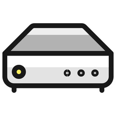 Obraz premium A detailed illustration of a white set-top box with a power button and several ports.